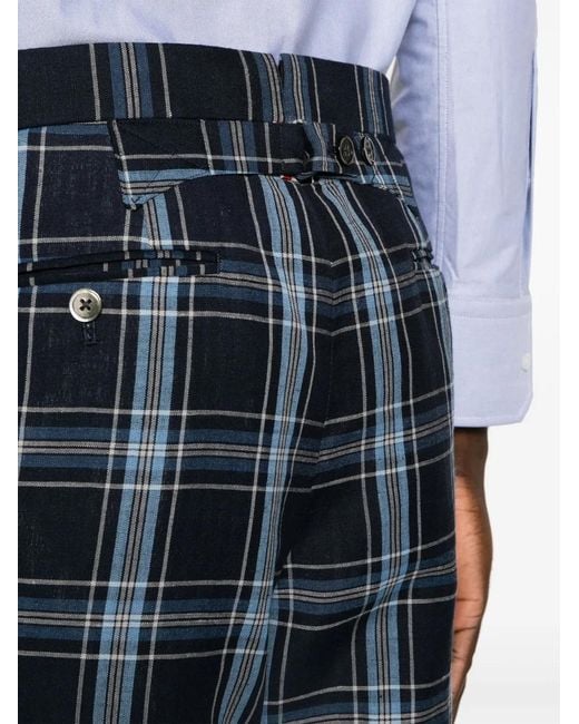 Thom Browne Blue Low-Rise Drop-Crotch Tailored Trousers for men