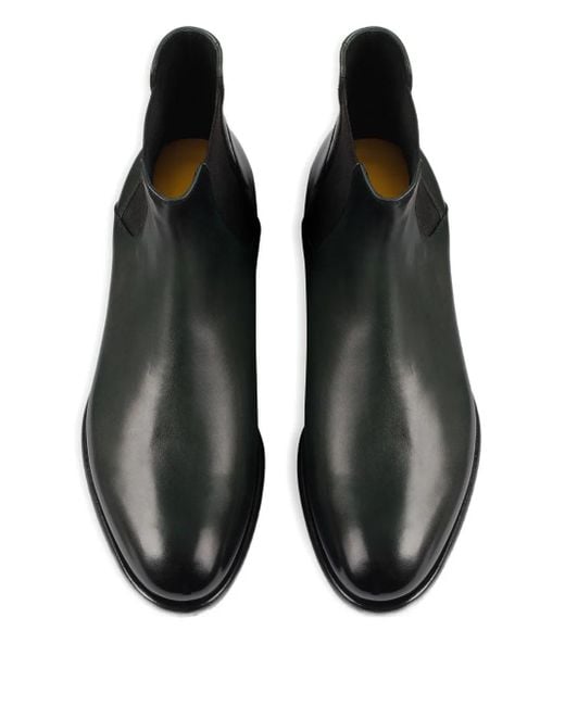 Doucal's Black Elastic-Panel Leather Boots for men