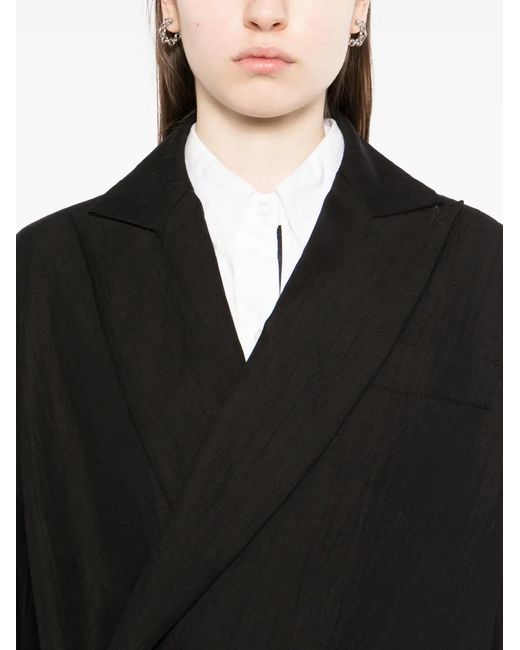 Yohji Yamamoto Black Button Textured Jacket