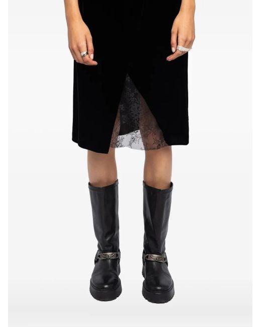Zadig & Voltaire Black Julen Velvet Skirt