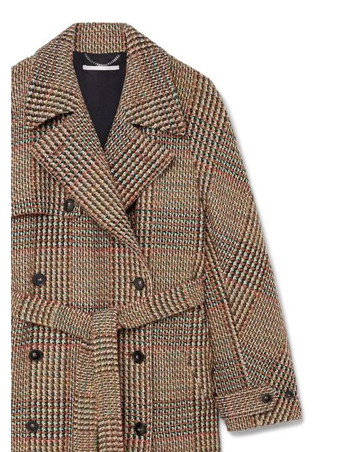 Stella McCartney Brown Tweed Belted Double-Breasted Coat
