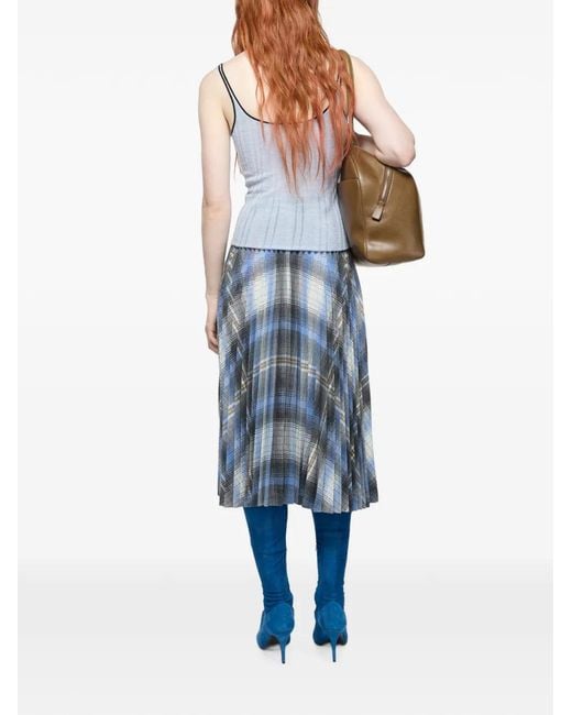 Acne Blue Silk Knit Tank Top