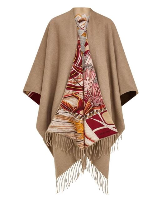 Ferragamo Multicolor Cashmere And Giada Print Silk Reversible Cape