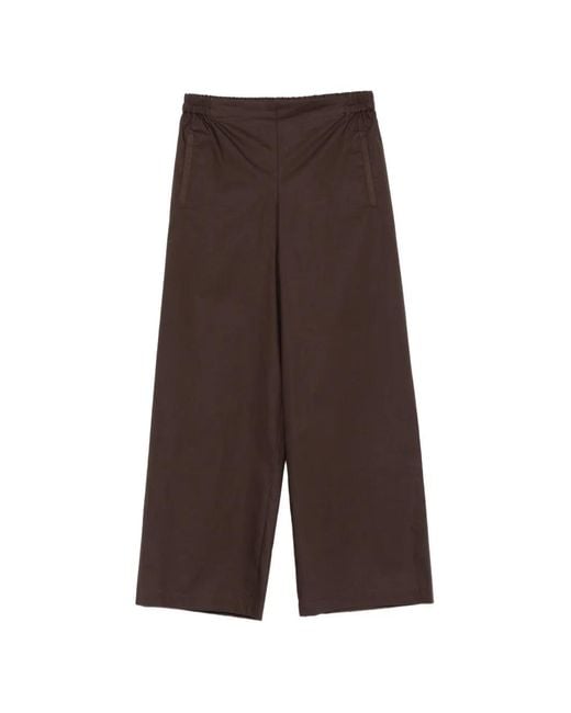 Niu Brown Elasticated-Waistband Wide-Leg Trousers