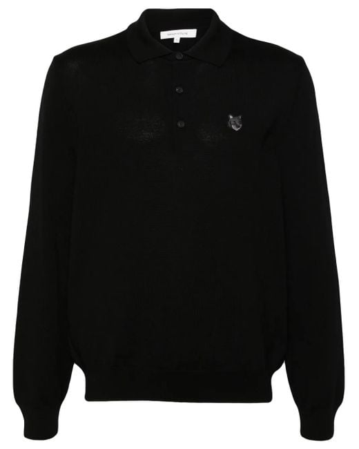 Maison Kitsuné Black Bold Fox Head Patch Polo Jumper for men