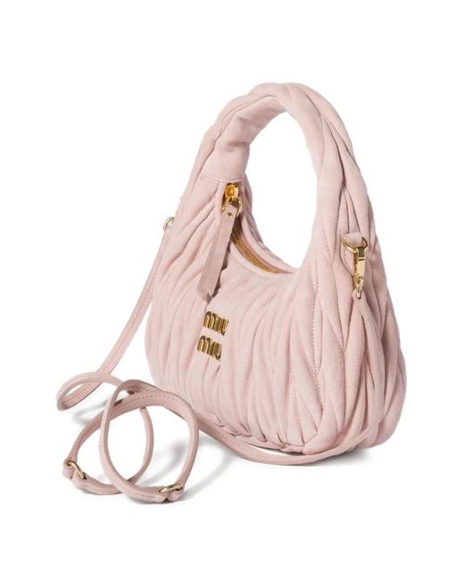 Miu Miu Pink Matelassé Leather Tote Bag