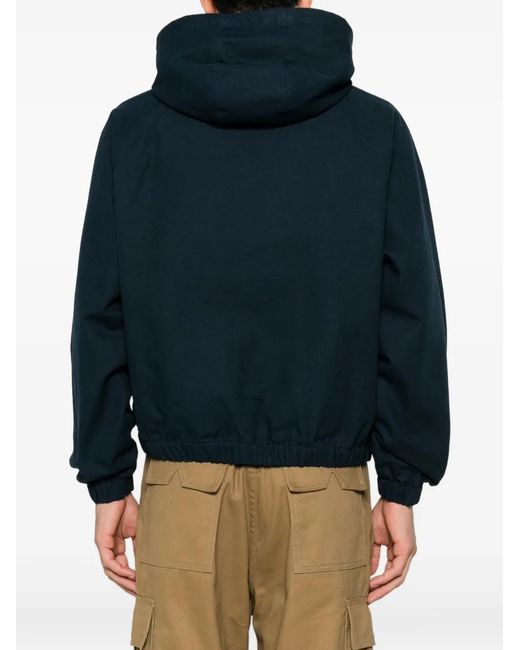 Arte' Blue Logo-Print Hooded Jacket for men