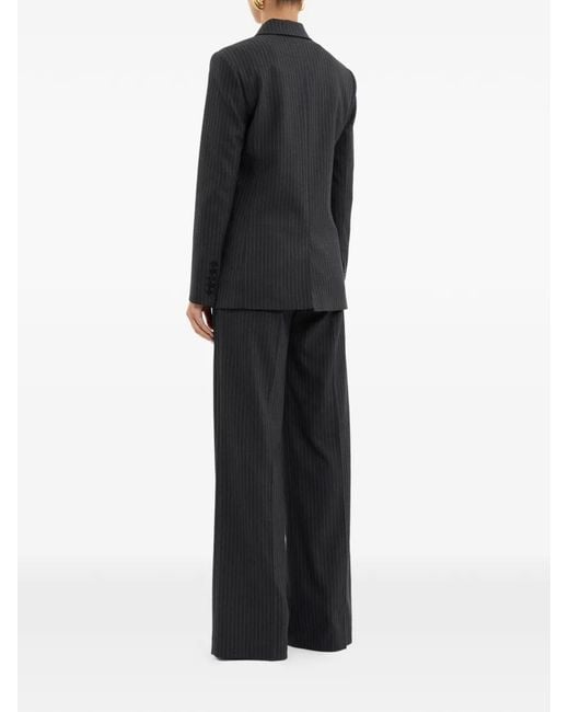 Rebecca Vallance Black Harri Pinstripe Double-Breasted Blazer