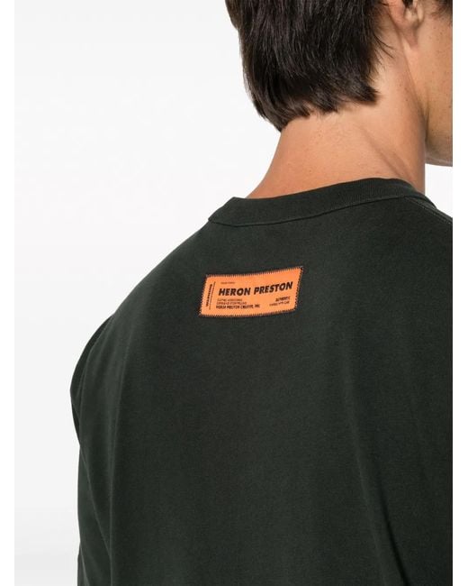 Heron Preston Black Graphic-Print Cotton T-Shirt for men