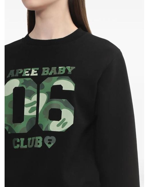 A Bathing Ape Black Camouflage Graphic Crewneck Sweater