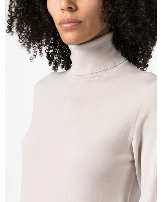 Le Tricot Perugia White Roll-Neck Long-Sleeve Jumper