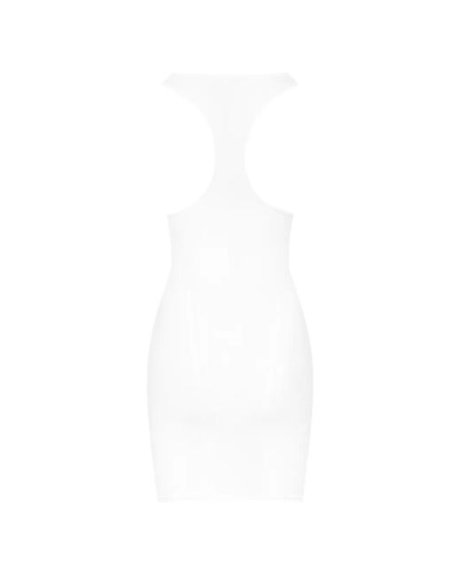 Maison Close White Mini La Femme Amazone Ribbed Dress