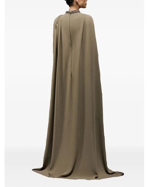THA SEEN Natural Beaded-Embroidered Maxi Dress
