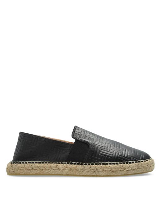 KENZO Black Leather Slip-On Espadrilles for men