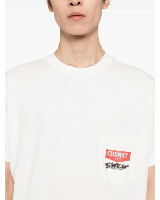 CHERRY LA Western T-Shirt Met Chevron Streep in het White voor heren