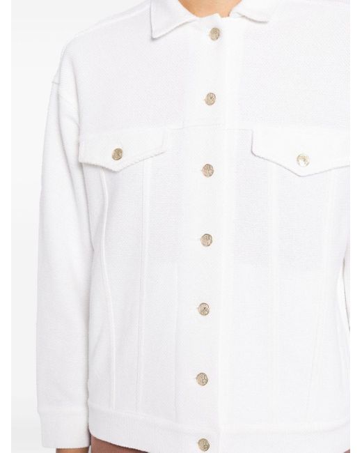 Bruno Manetti White Single-breasted Cotton Jacket