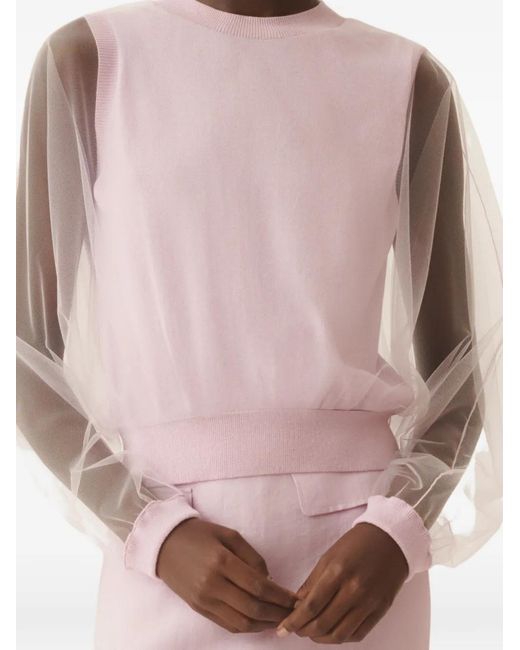 Fabiana Filippi Pink Sheer-Sleeves Blouse
