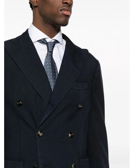 Dell'Oglio Blue Double-Breasted Wool Suit for men