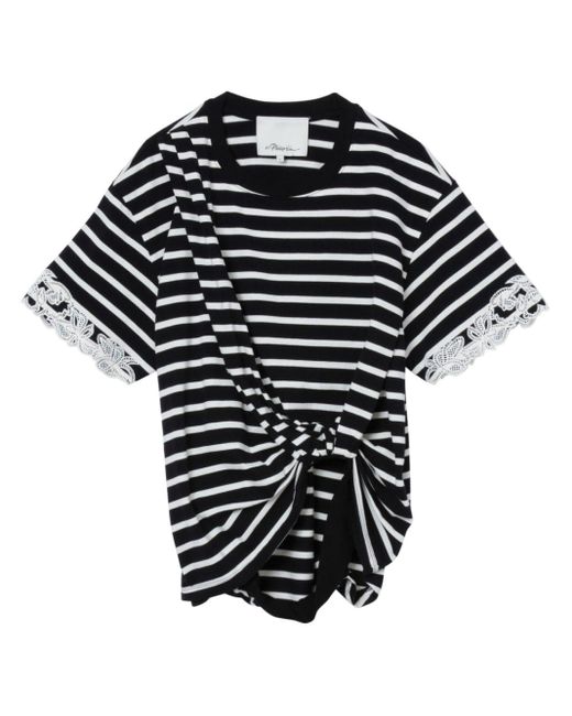 3.1 Phillip Lim Black Striped Cotton T-shirt