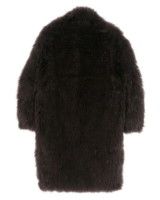 Liska Black Single-Breasted Shearling Coat