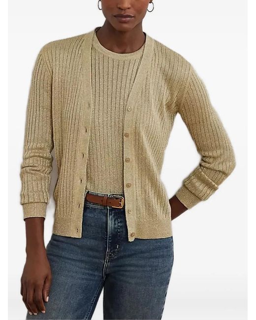 Ralph Lauren Natural Ribbed Button Cardigan