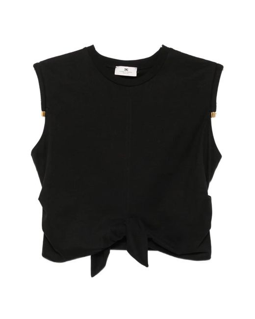 Elisabetta Franchi Black Knot-Detail Sleeveless T-Shirt