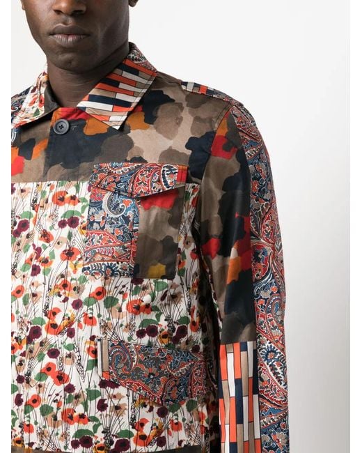 Herno Red Multi-Print Pattern Shirt Jacket for men