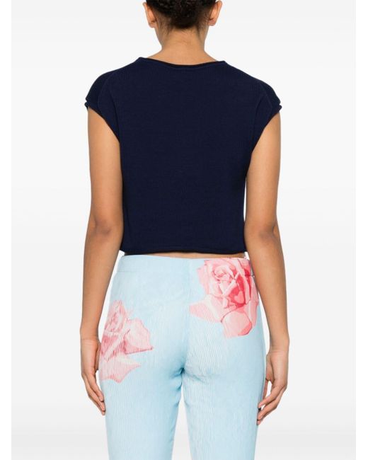 KENZO Blue Floral Intarsia-knit Top