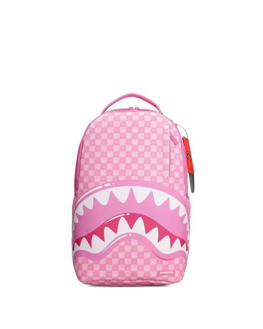 Sprayground Pink Check-Faces Print Backpack