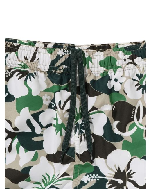 A Bathing Ape Green Floral-Print Swim Trunks for men