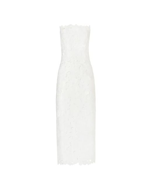 Costarellos White Astelle Floral-Cut Strapless Midi Dress
