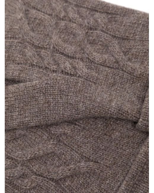 N.Peal Cashmere Brown Cable Gloves