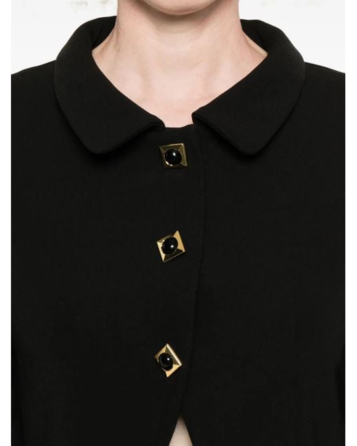 Sandro Black Square-Buttons Cropped Jacket