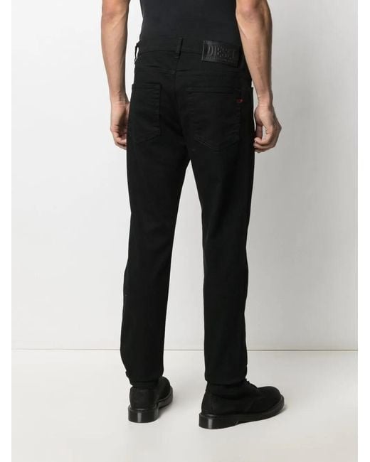 DIESEL Black High-Waisted Tapered Jeans for men