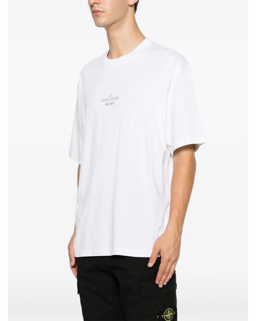 Stone Island White Archivio Graphic-Print T-Shirt for men