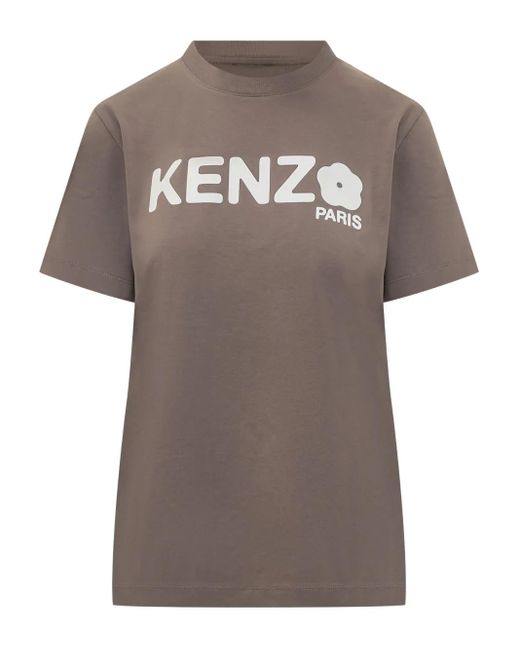 KENZO T-Shirt Met Bloemen Logo in het Gray