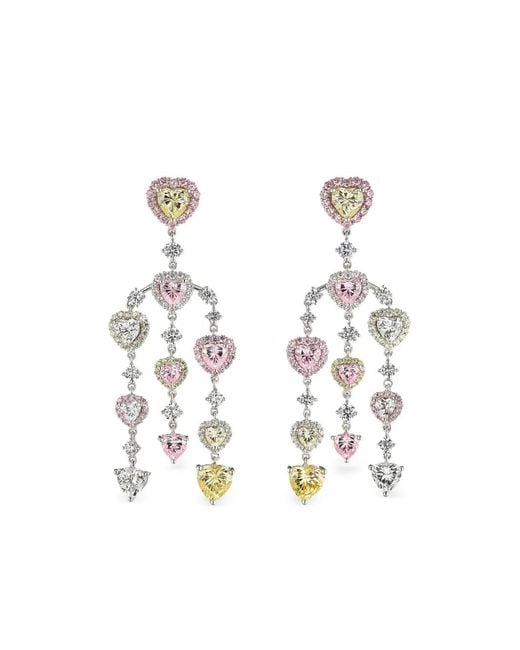 Anabela Chan White 14K And Rhodium Vermeil Love Heart Diamond Earrings