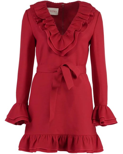 Valentino Garavani バージンウールブレンド ドレス Red
