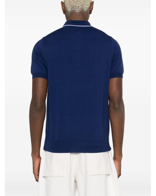 Canali Blue Fine-knit Polo Shirt for men
