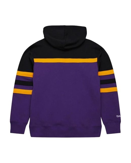 Mitchell & Ness Purple X Los Angeles Lakers Big Tall Hardwood Head Coach Striped Hoodie for men