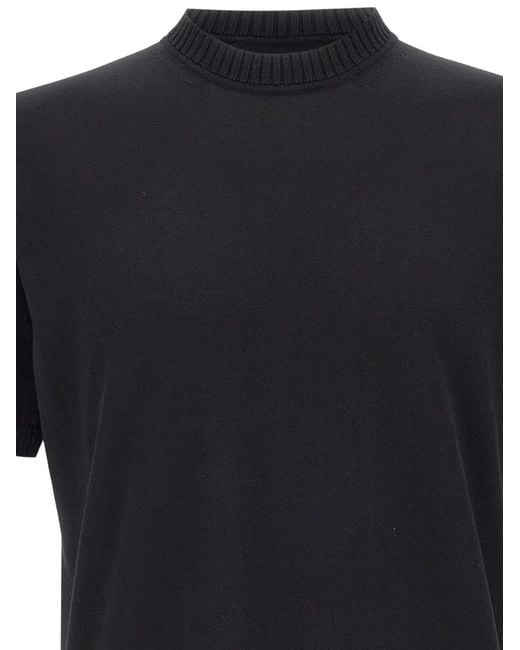 FILIPPO DE LAURENTIIS Black Ribbed Crewneck Short-Sleeves Sweater for men