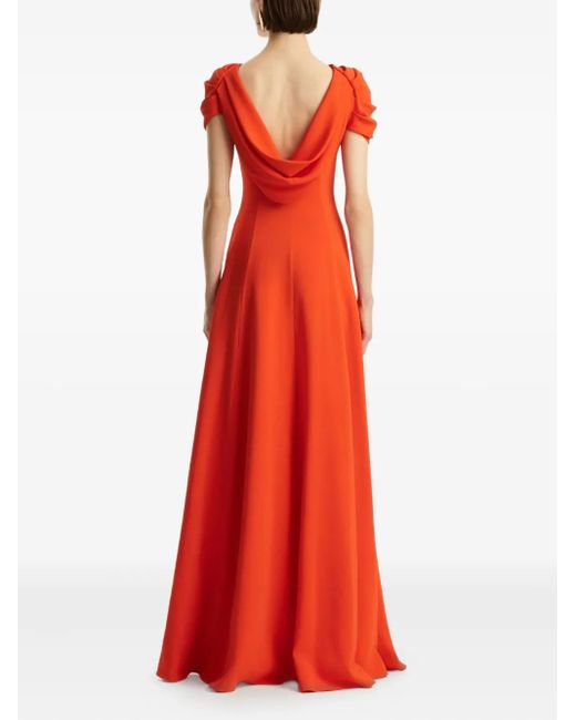 Oscar de la Renta Orange Cady Gown Dress