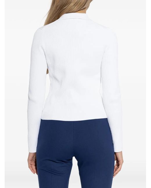 MICHAEL Michael Kors White Buttoned Collared Polo Top