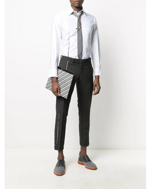 Thom Browne Gray Striped Logo-print Pouch for men
