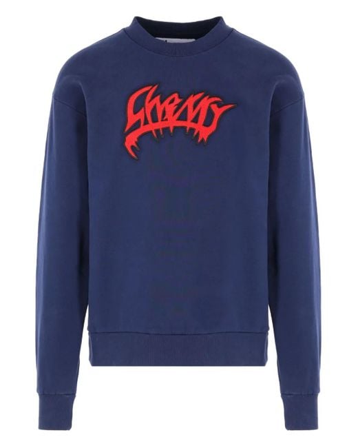 Cherry World Blue Chalva Logo Crew-Neck Sweatshirt for men