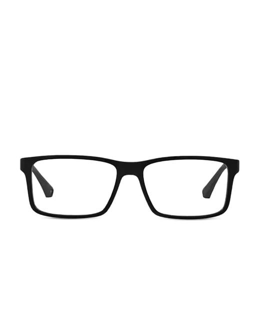 Emporio Armani Black Rectangle-Frame Glasses