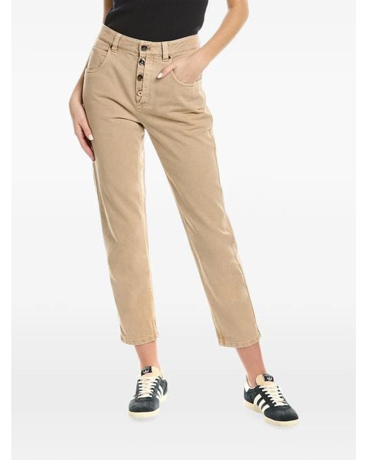 Brunello Cucinelli Natural Button-Fly Cropped Jeans