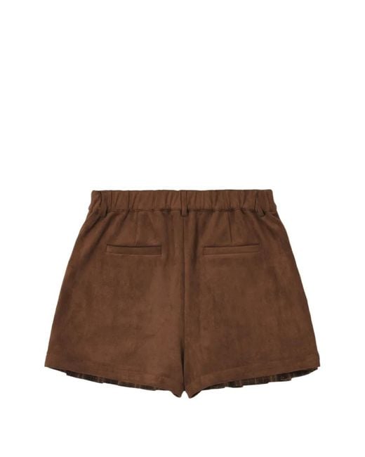 Musium Div. Brown Layered Check-Print Mini Shorts