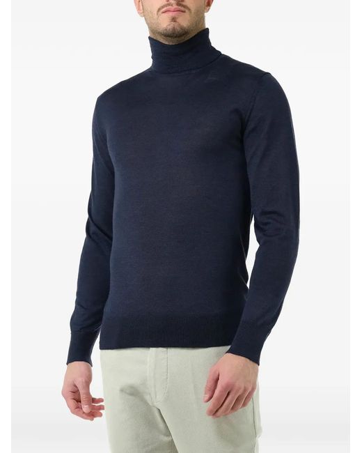 Al Duca D'aosta Blue Roll-Neck Long-Sleeve T-Shirt for men