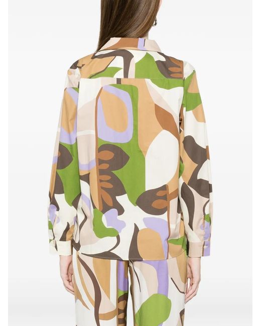 Marella White V-Neck Printed Top